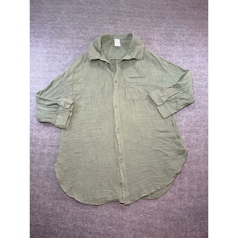 Kona Sol Women’s Button Up Beach Cover Up-Medium/Sage Green/Cotton Gauze